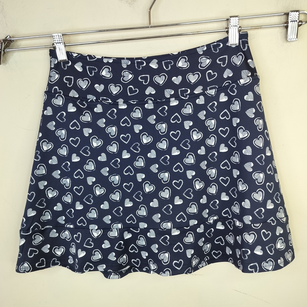 Golftini Skort Small Heart Print Athletic Golf Tennis Skirt Navy White